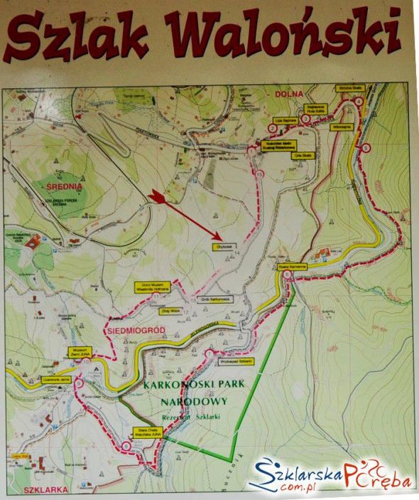 Szlak Waloński mapa - Szklarska Poręba