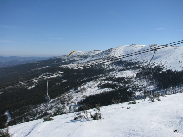 Śnieżne Kotły widok z wyciągu na Szrenicą